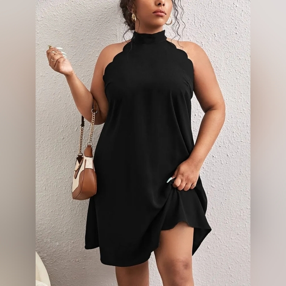 SHEIN Dresses & Skirts - SHEIN Frenchy | Scalloped Halter Neck Tie-Back Dress - 0X